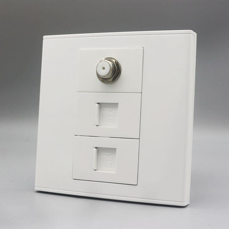 86型千兆网线口带F头电视面板宽屏数字电视电脑接口CAT6网口插座