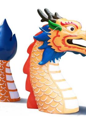 玻璃钢仿真龙头龙尾摆件端午节龙雕塑商场活动布置户外公园林龙舟
