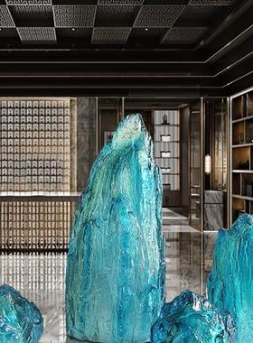 透明树脂景观石头雕塑售楼处别墅室外大型落地摆件庭院工艺品装置