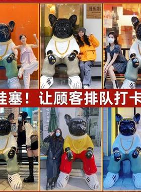 玻璃钢卡通雕塑定制适用于户外招财狗大摆件商场吉祥物雕塑店门口