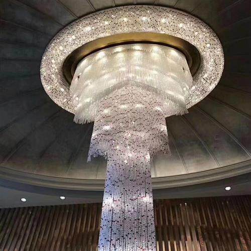 豪华酒店工程吊灯非标圆圈水晶灯艺术圆圈组合设计造型灯咖啡店吊