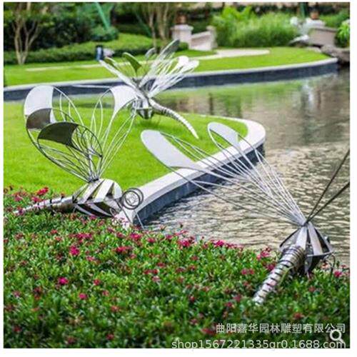 不锈钢镂空昆虫园林景观雕塑金属蜻蜓雕塑户外小区草坪装饰动物