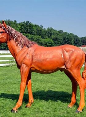 玻璃钢大型马雕塑仿真马模型户外庭院子花园商场美陈园林景观装饰