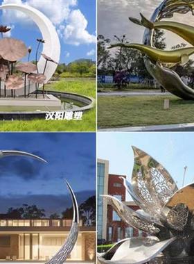 大型不锈钢雕塑定制镜面切面动物网红熊校园异形抽象发光美陈摆件