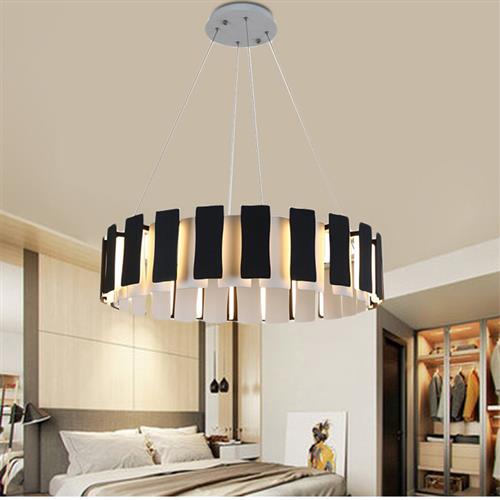 led创意吊灯黑白钢琴片北欧吊灯简约客厅餐厅书房卧室样板间吊灯