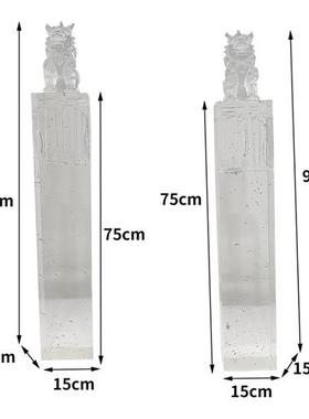 透明金箔狮子落地摆件貔貅拴马桩立柱酒店售楼处别墅招财镇宅雕塑