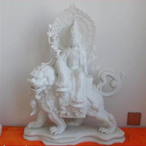 四川汉白玉石雕观音佛像三大仕玉观音文殊普贤菩萨石雕观音摆件