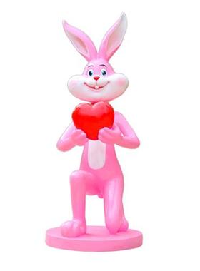 户外卡通粉红兔子玻璃钢雕塑商场新年春节网红打卡拍照装饰大摆件