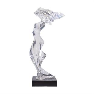 别墅新中式 饰透明树脂水晶摆件样板间玄关工艺品太湖石假山雕塑 装