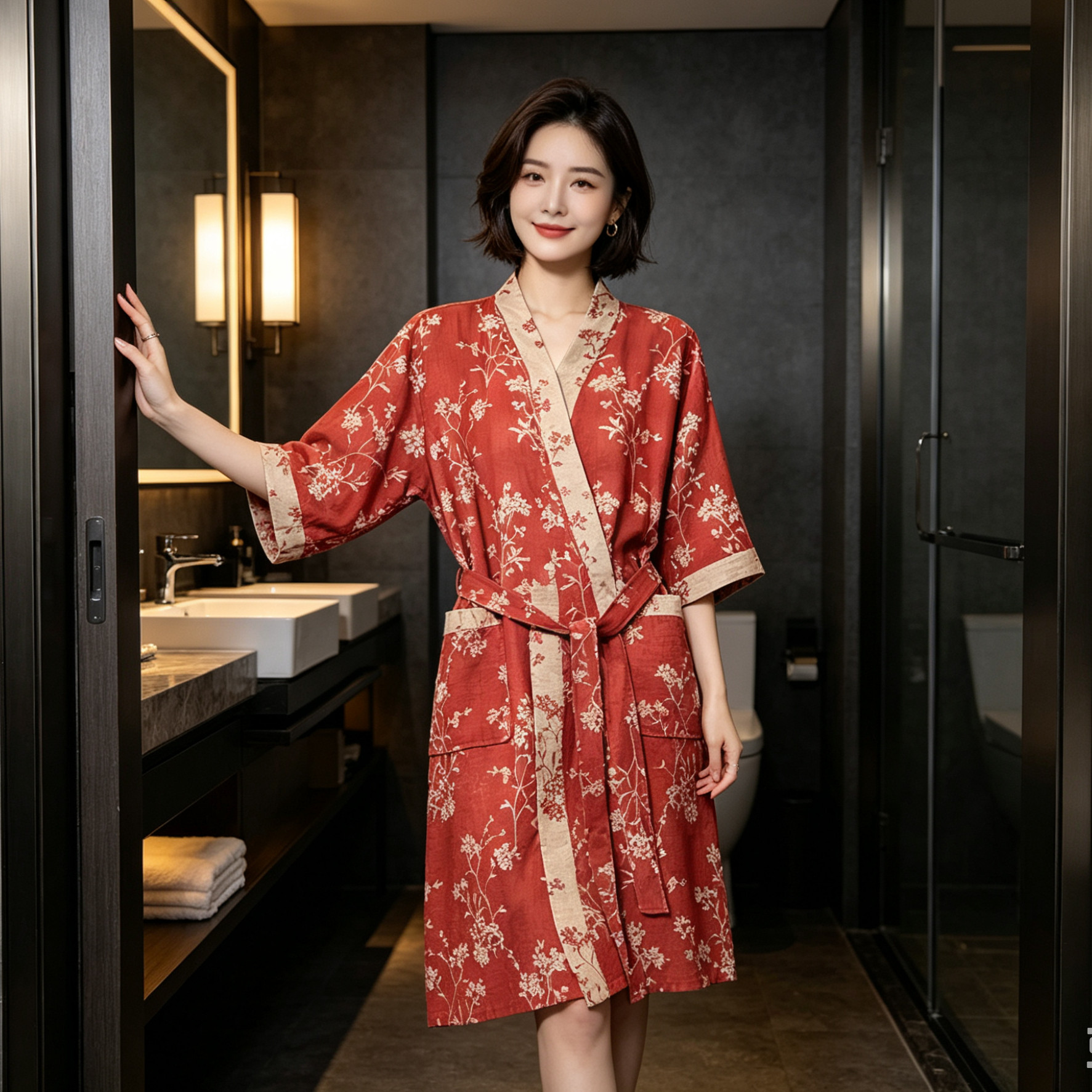桑拿浴服女纯棉浴袍双层棉纱女款睡衣浴服男睡衣中式2026新款高级