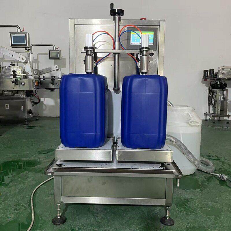 2头半自动称重式灌装机润滑油灌装机防冻液液体料灌装旋盖机