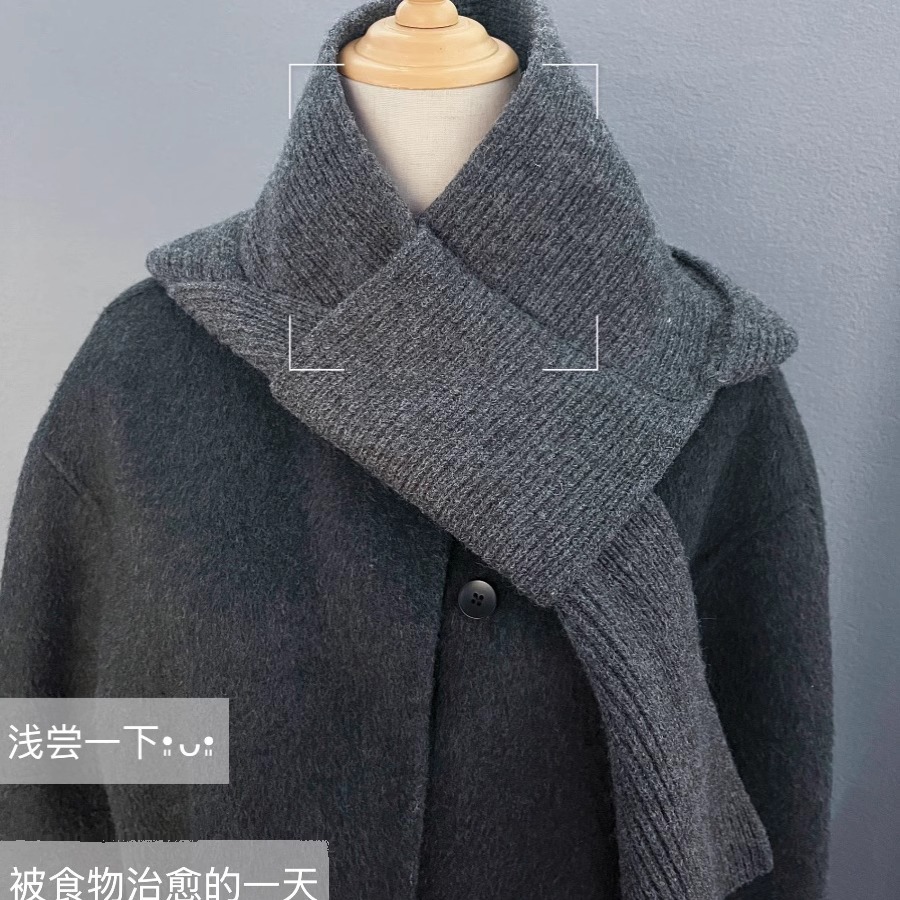 秋冬围巾帽子一体毛线针织保暖防寒护颈披肩围脖包头日常时尚穿搭