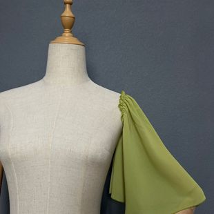 假领子女拼接缝上去外套连衣裙半袖遮肉遮大臂高档百搭喇叭袖雪纺