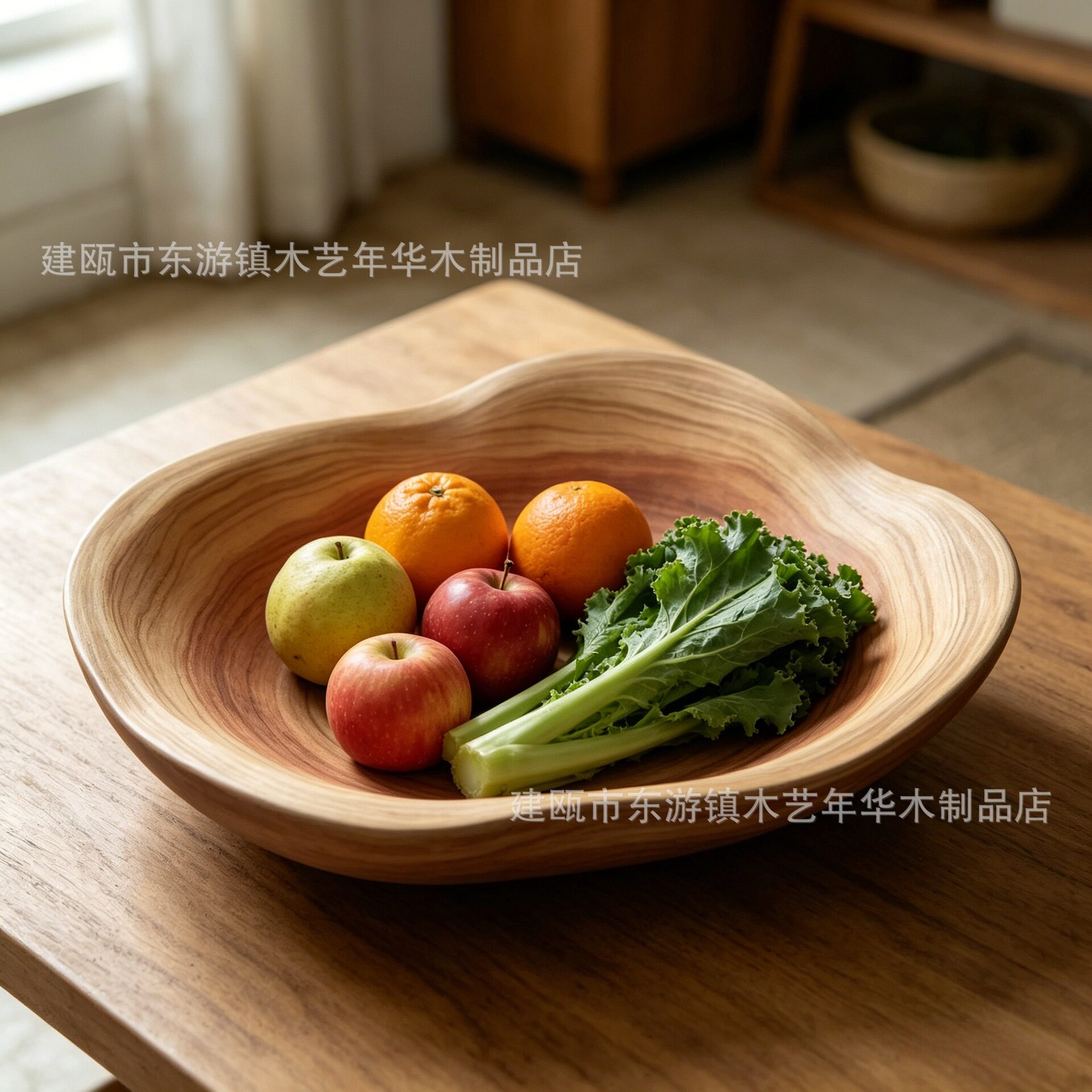 侘寂风实木果盘原木根雕