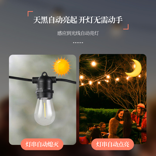 饰灯 太阳能灯串灯带S14灯泡12led户外庭院防水花园阳台露营氛围装