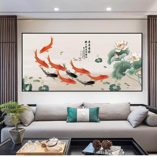 柿柿如意新中式客厅装饰画