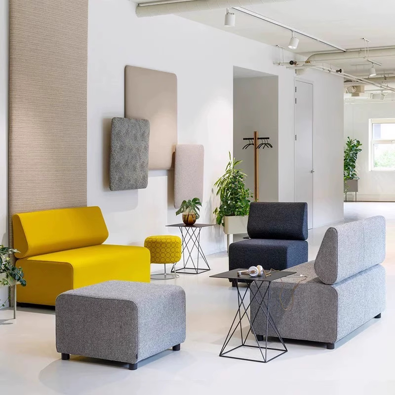 现代创意办公室直排沙发茶几组合