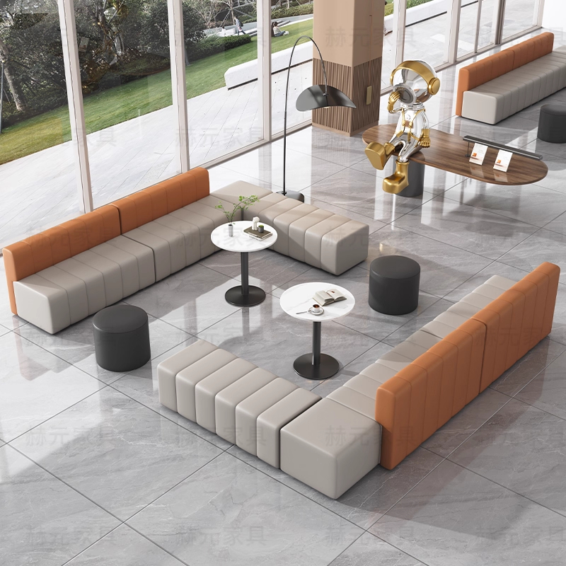 休息等候区无靠背转角卡座长条