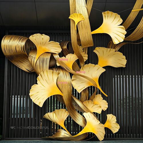 秋季银杏叶黄色美陈造景巨大型纸艺花EVA材质花艺手工道具摆件