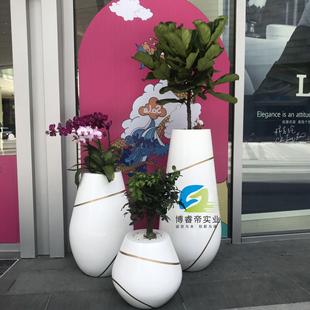 创意玻璃钢组合花盆商场购物中心装饰大花器户外花瓶摆件烤漆花缸
