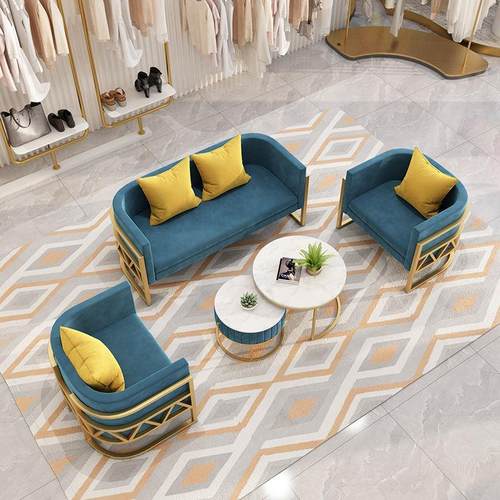 现代简约服装店美容院休息区沙发组合办公室沙发洽谈双人客厅沙发