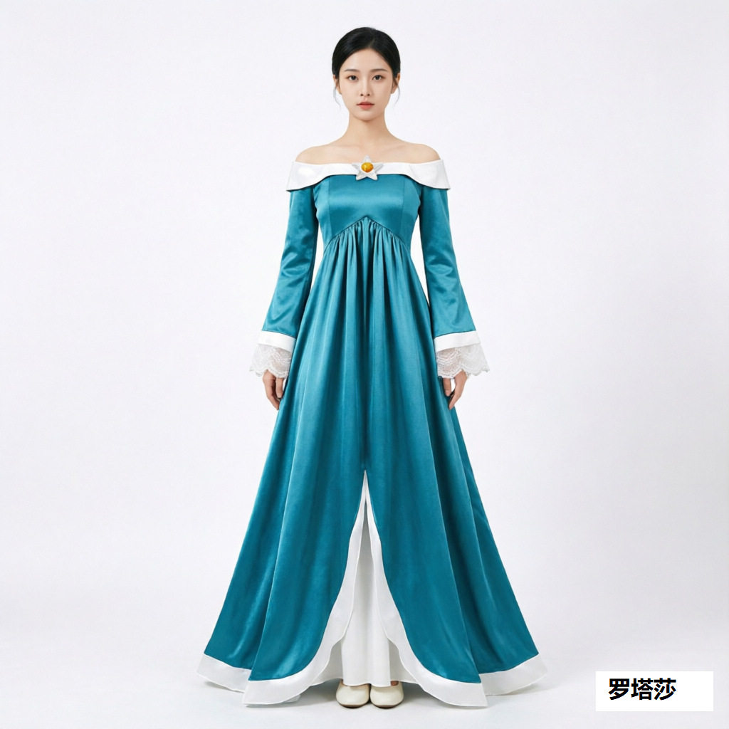 超级马力奥兄弟桃花公主罗莎塔cos服表演服万圣节欧美动漫连衣裙