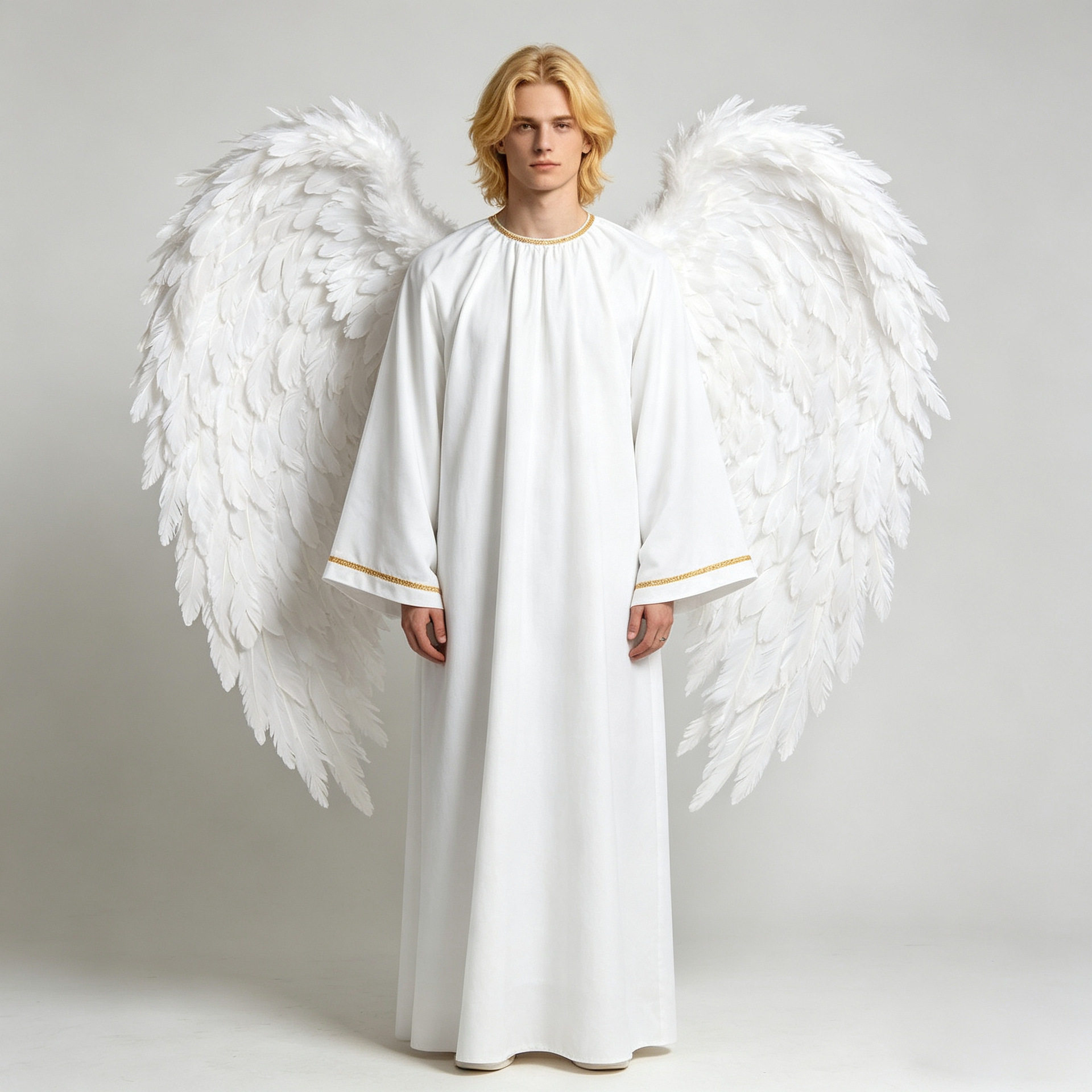 天使翅膀套装白色羽毛演出服万圣节派对儿童成人天使装扮服饰