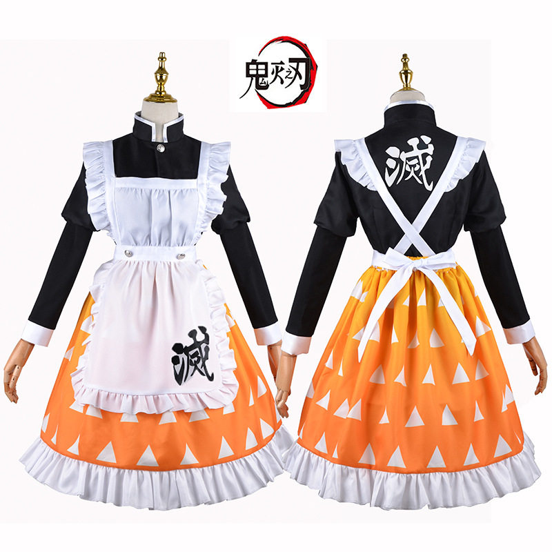 鬼灭之刃cos服 我妻善逸女仆裙cosplay服装
