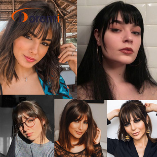 欧美假发女法式3d刘海直发头顶补发遮发际线假发片25cm高温丝