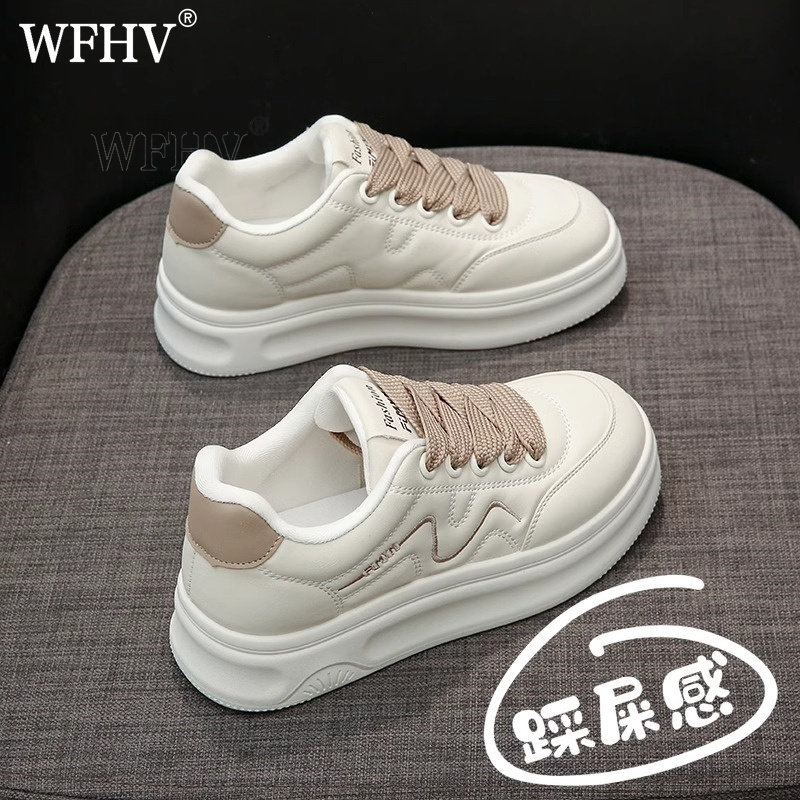 真皮厚底小白鞋女春季2025新款中跟高端舒适百搭运动休闲板鞋女鞋