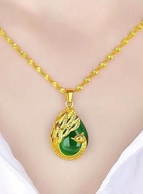 爆款【快抢】香港正品黄金色项链女水滴吊坠老年人项链高级送妈妈