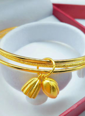 【爆款抢购】三生三世手镯女越南沙金仿真黄色三环手饰纯金色久不