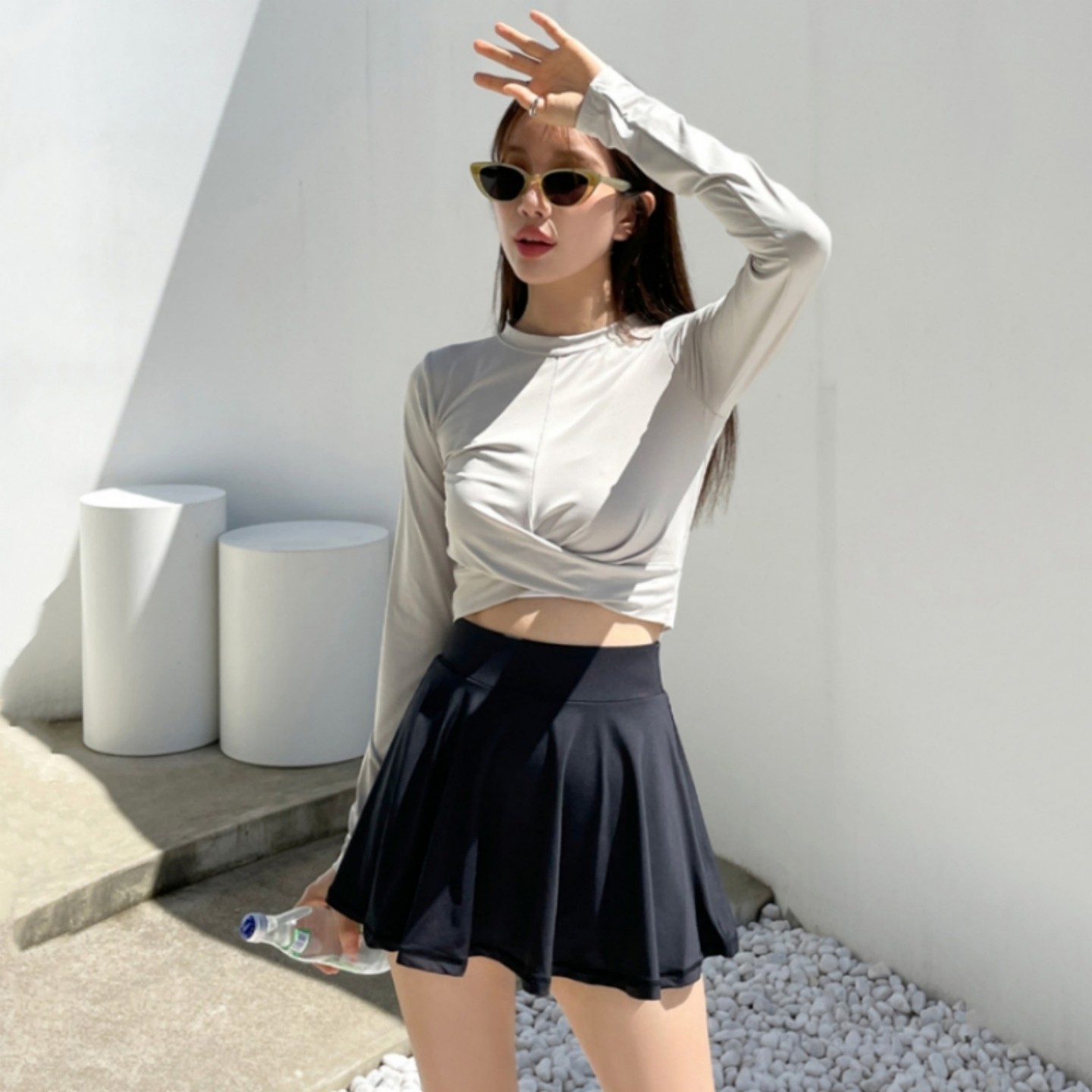 泳衣女分体2026新款长袖防晒遮肚显瘦高腰裙式保守平角游泳馆温泉