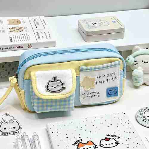 可爱海盐魔法猫咪笔袋高颜值ins风学生女生新款铅笔文具盒好看