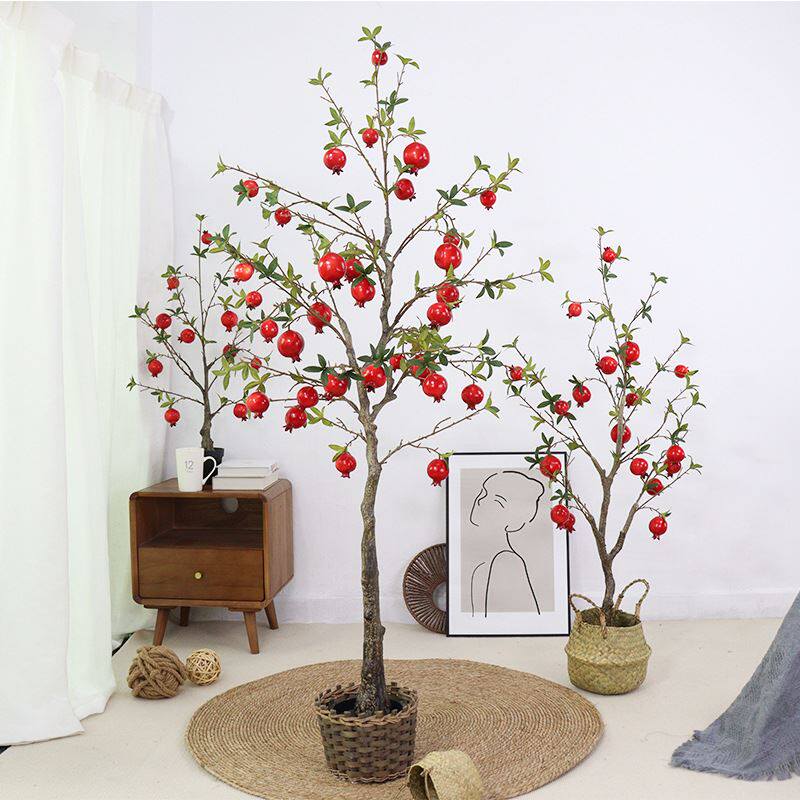 仿真绿植家居客厅装饰摆件仿真假树绿植落地盆栽造景 仿真石榴树