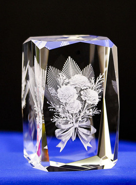 创意3D小水晶工艺品康乃馨花束内雕送妈妈老师节日纪念品暖心礼物