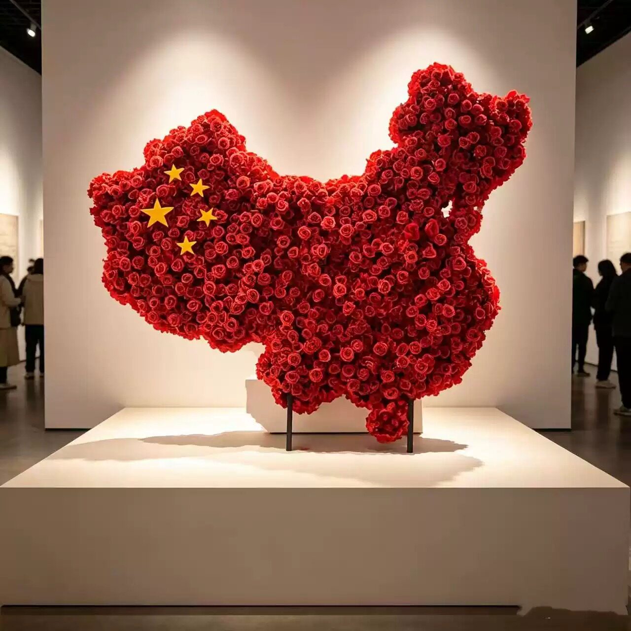 商场中庭户外十一国庆美陈装饰地图花艺仿真花公园景区引流装置