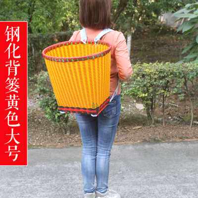 背篓编制家用买菜塑料大背篼洗衣收纳背筐手工藤编采茶篮子箩筐
