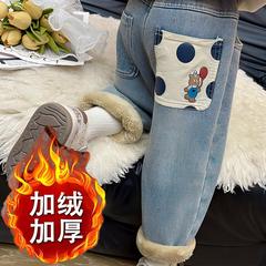 一条过冬女童加绒加厚宝宝老爹牛仔裤冬季洋气外穿儿童裤子