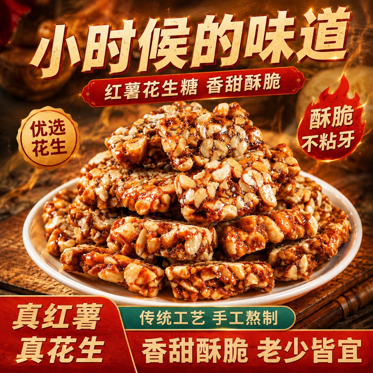 正宗怀旧原味香脆红薯花生糖
