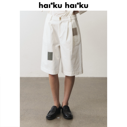 Haiku “Plant Stamps”格纹贴布绣 雅痞度假感复古纯棉廓形中裤