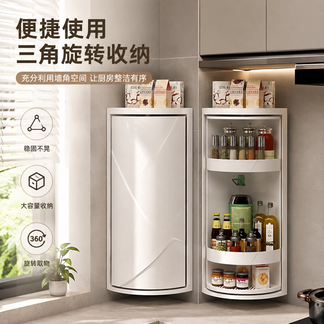 厨房置物架调料瓶调味品台面转角架子防尘旋转壁挂油盐酱醋收纳架