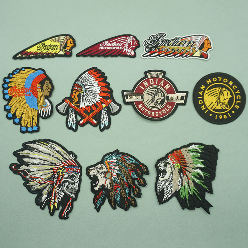 Indian印第安摩托车DIY微章刺绣布贴 衣服马甲百搭装饰补丁贴