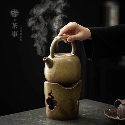 粗陶煮茶器碳炉煮茶壶套装家用户外露营野外酒精炉功夫茶具烧水壶