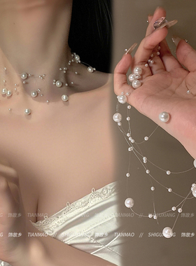多层珍珠满天星项链女款2025新款