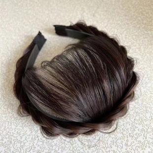 遮白发发箍鱼骨辫假发刘海一体增高颅顶有无鬓角麻花辫子外出头箍