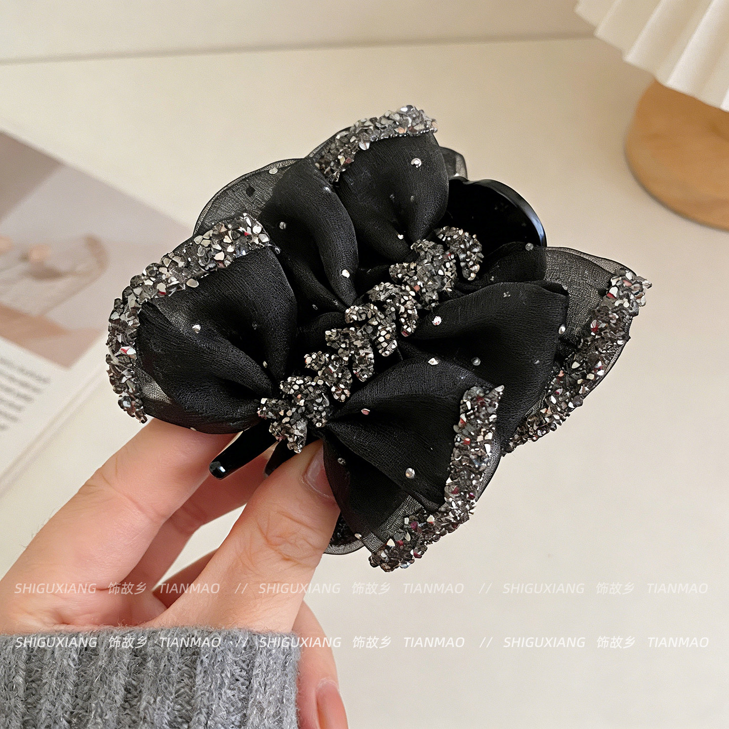 麦穗丸子头抓夹女高级感东方之珠发夹后脑勺高马尾固定夹发卡头饰