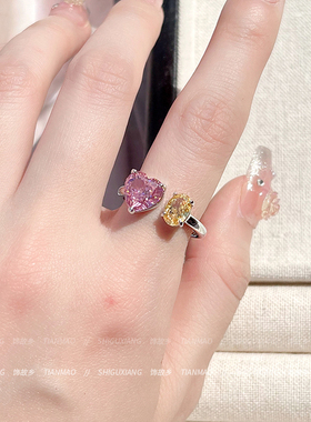 爱心冰花切戒指女小众设计