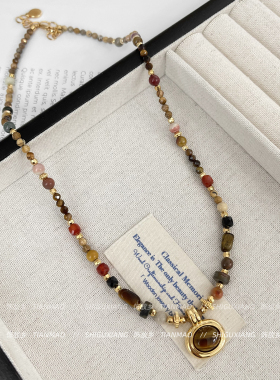 美拉德穿搭虎眼石项链女配饰