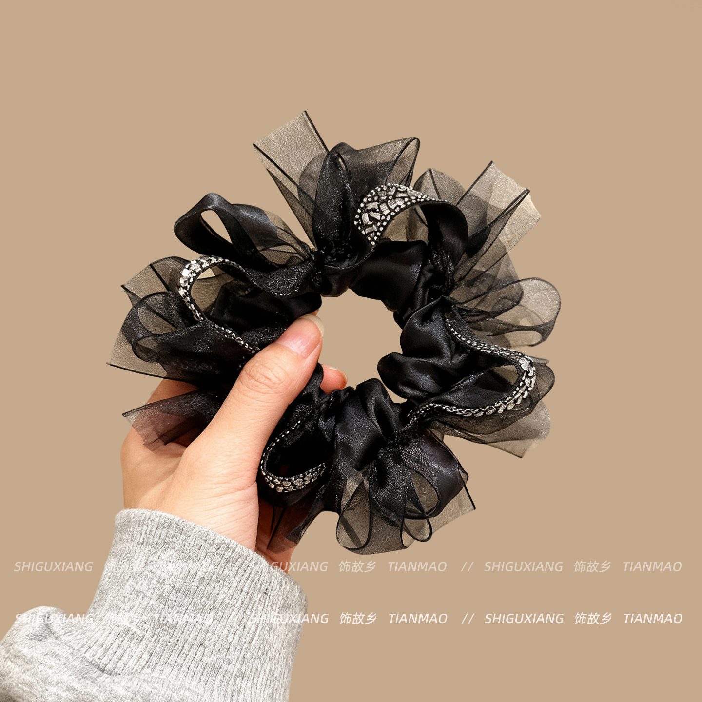 韩系细钻慵懒蝴蝶结大肠发圈